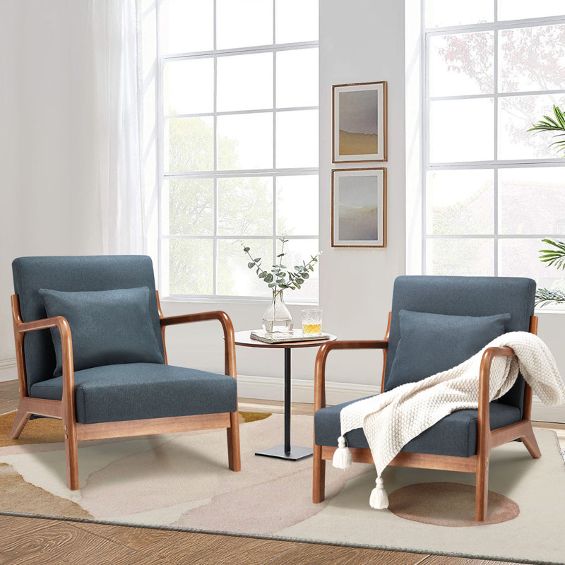 Upholstered Armchair, Navy Linen