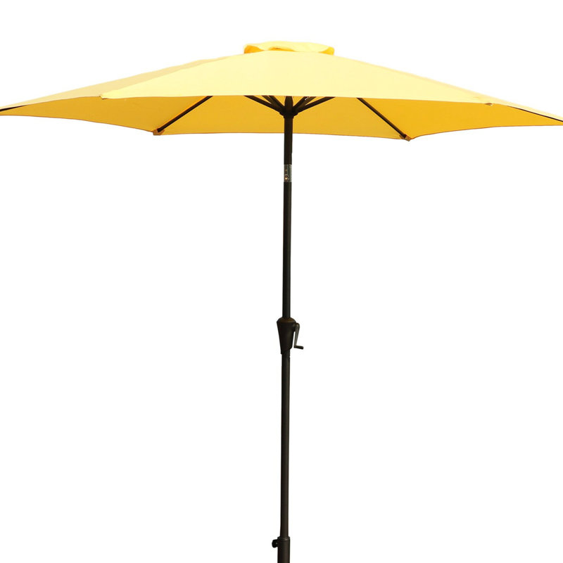 Parasol de patio extérieur de 8,8 pieds - rouille - aluminium, base de 42 livres, auvent protecteur, structure en aluminium de 8,8 pi facile à incliner et à manivelle, tissu en résine de 42 lb, fonctionnement sans effort
