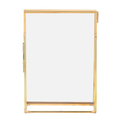 Cadre photo rétro de bureau en laiton et verre, support en métal et bande de cuivre (6*8 pouces)