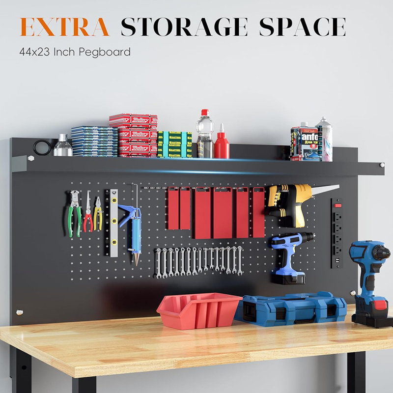 Workbench With Large Pegboard& Partiti...