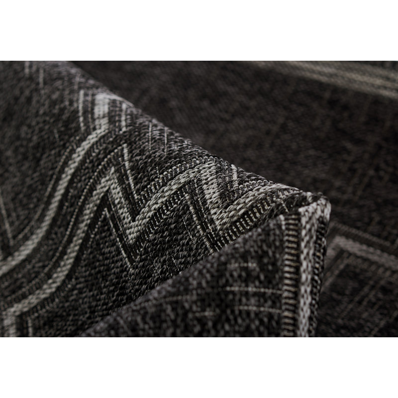 Black Rectangular Synthetic 5' x 7' Stain-Resistant Rug