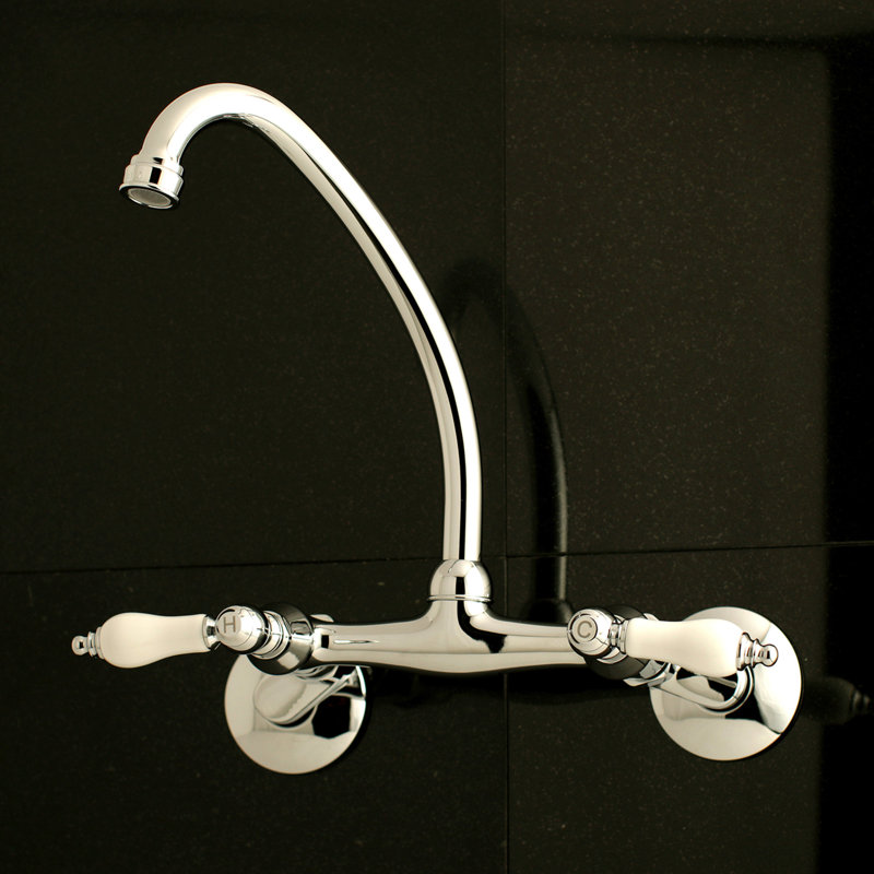 Kingston Brass Kingston Double-Handle 2-Hole Wall-Mount Bridge Kitchen Faucet