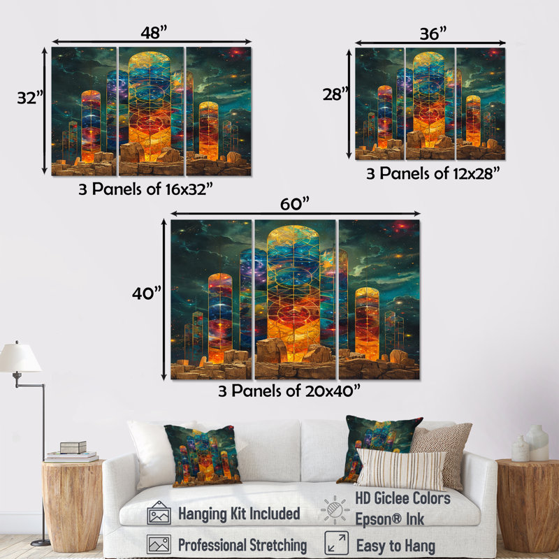 Crisol - espace, ensemble de reproductions d'art mural, Toile tendue, H 32 po x l 48 po x P 1 po