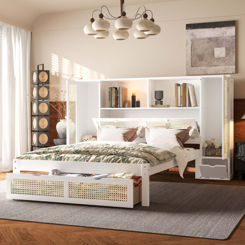 Lit plateforme simple en bois, Blanc