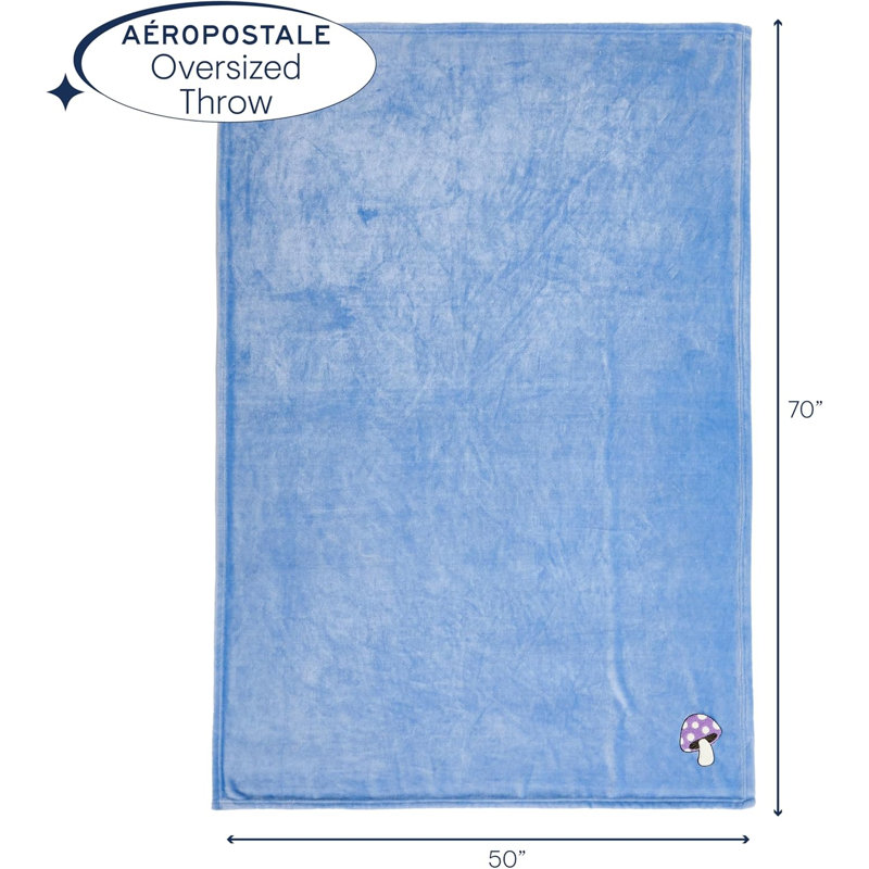 Aeropostale Soft Plush Throw Blanket, Blue