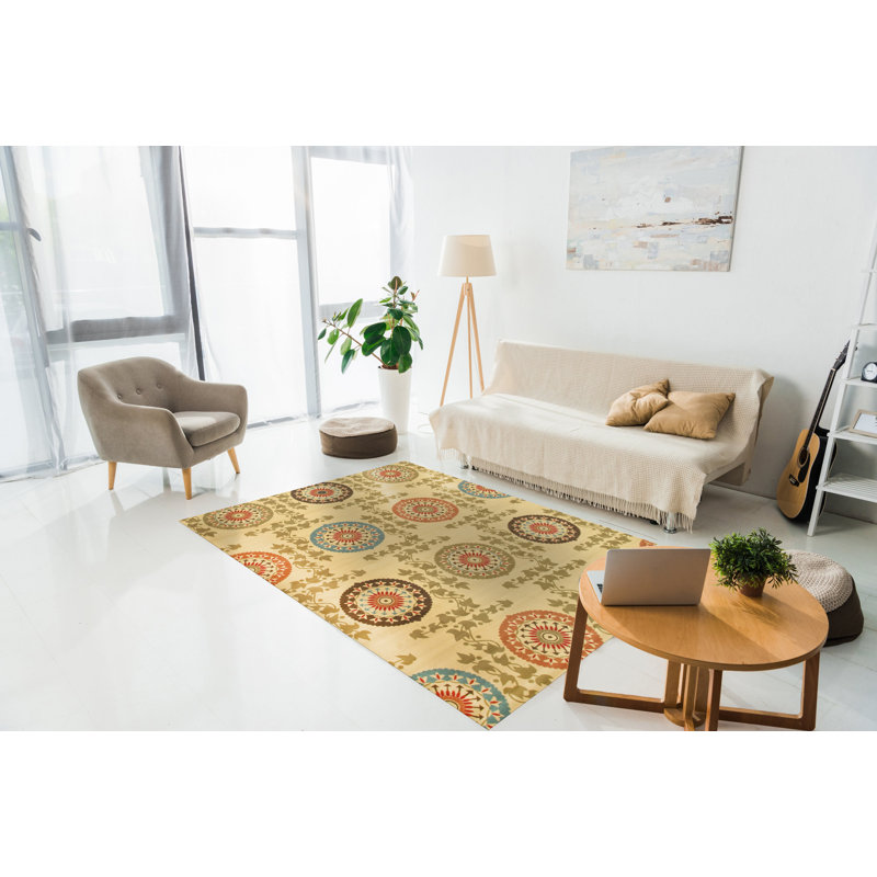 Mandana Ivory Machine Made Area Rug, Rectangle 5'3" x 7'3"
