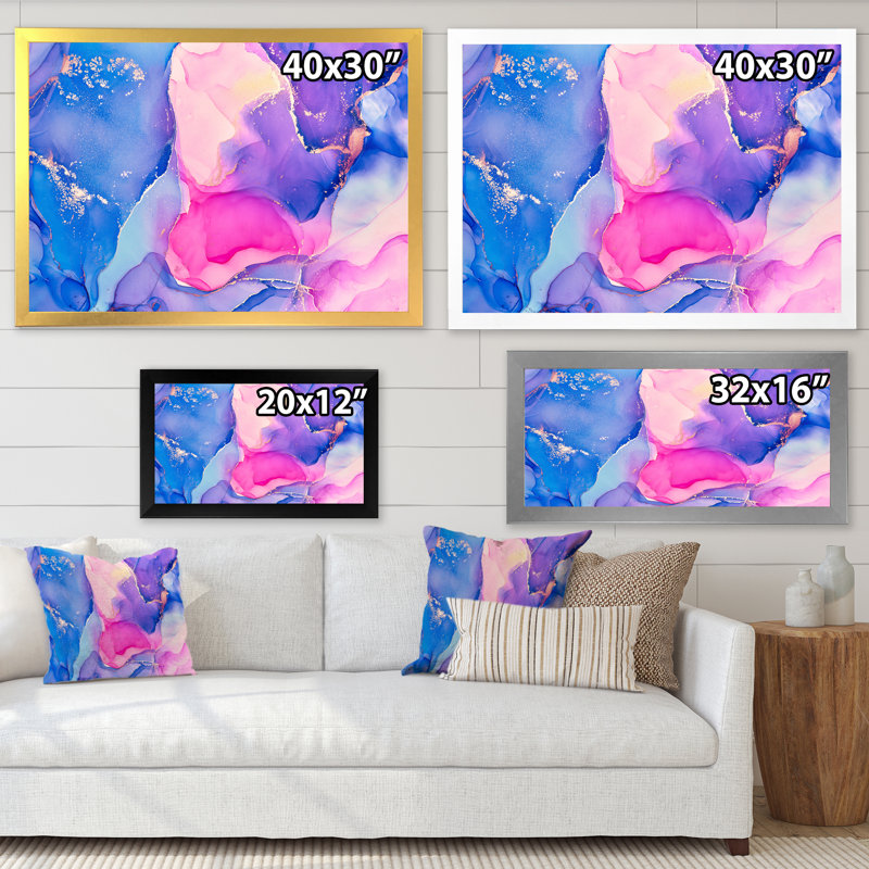 «Blue and Pink Abstract», reproduction d'art sur toile, Toile tendue, H 16 po x l 32 po