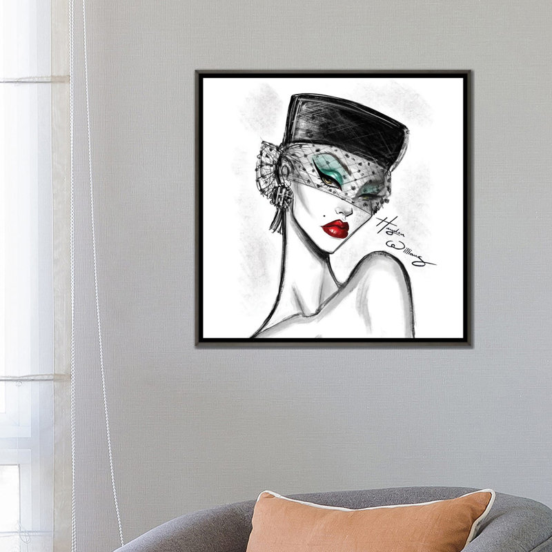 Veiled Glamour  - HWI586, Gray, 26" H x 26" W, Floater Framed Print Canvas without Mat