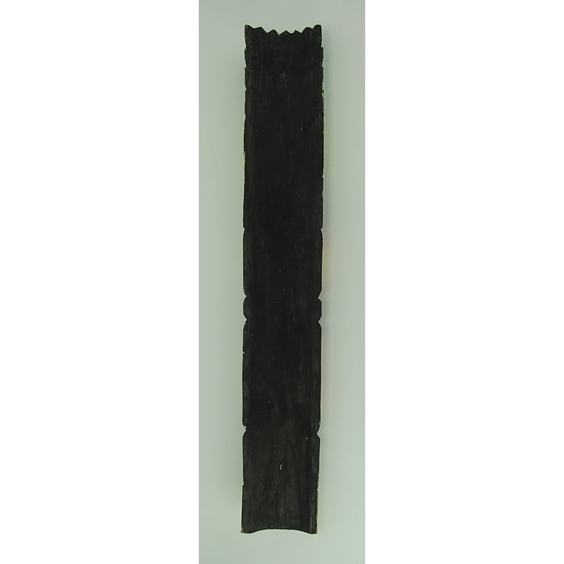 Ensemble de 2 masques totem tiki en bois tropical sculptés à la main avec base brune et îlot de couleurs vives - ensemble de 2, H 39,25 po x l 6,25 po x P 3 po