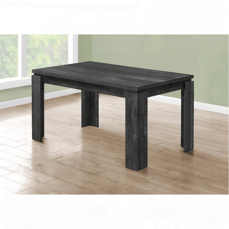 60'' Rectangular Dining Table with Black Reclaimed Wood Look, Black