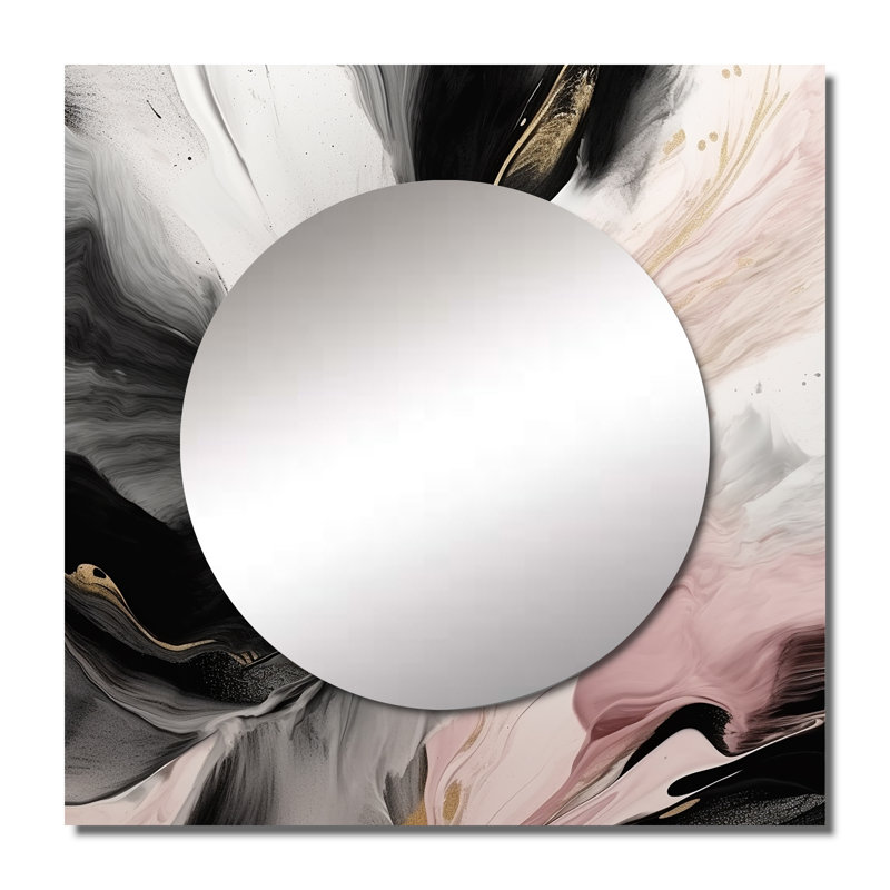 Miori - Abstract Marble Large Square Mirror For Wall Art Decor, 23" x 23"