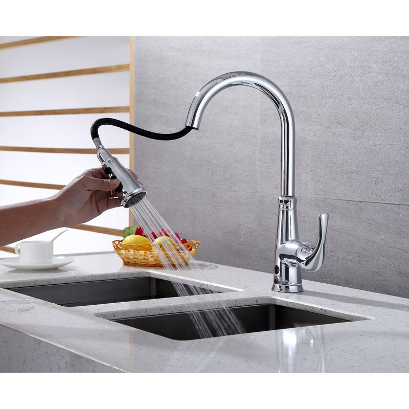 Chrome Single-Handle Pull-Down Touchless Kitchen Faucet