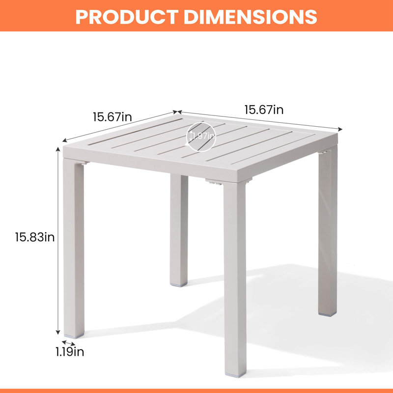 Table d'appoint carrée en aluminium, Beige