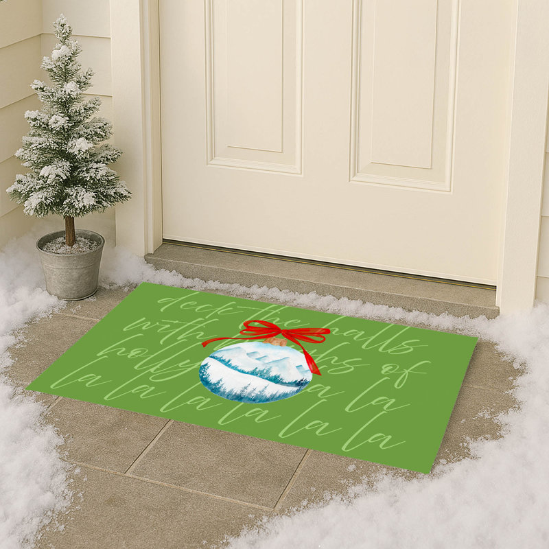 Tapis d'extérieur Deck the halls, Vert, L 17 po x L 24 po
