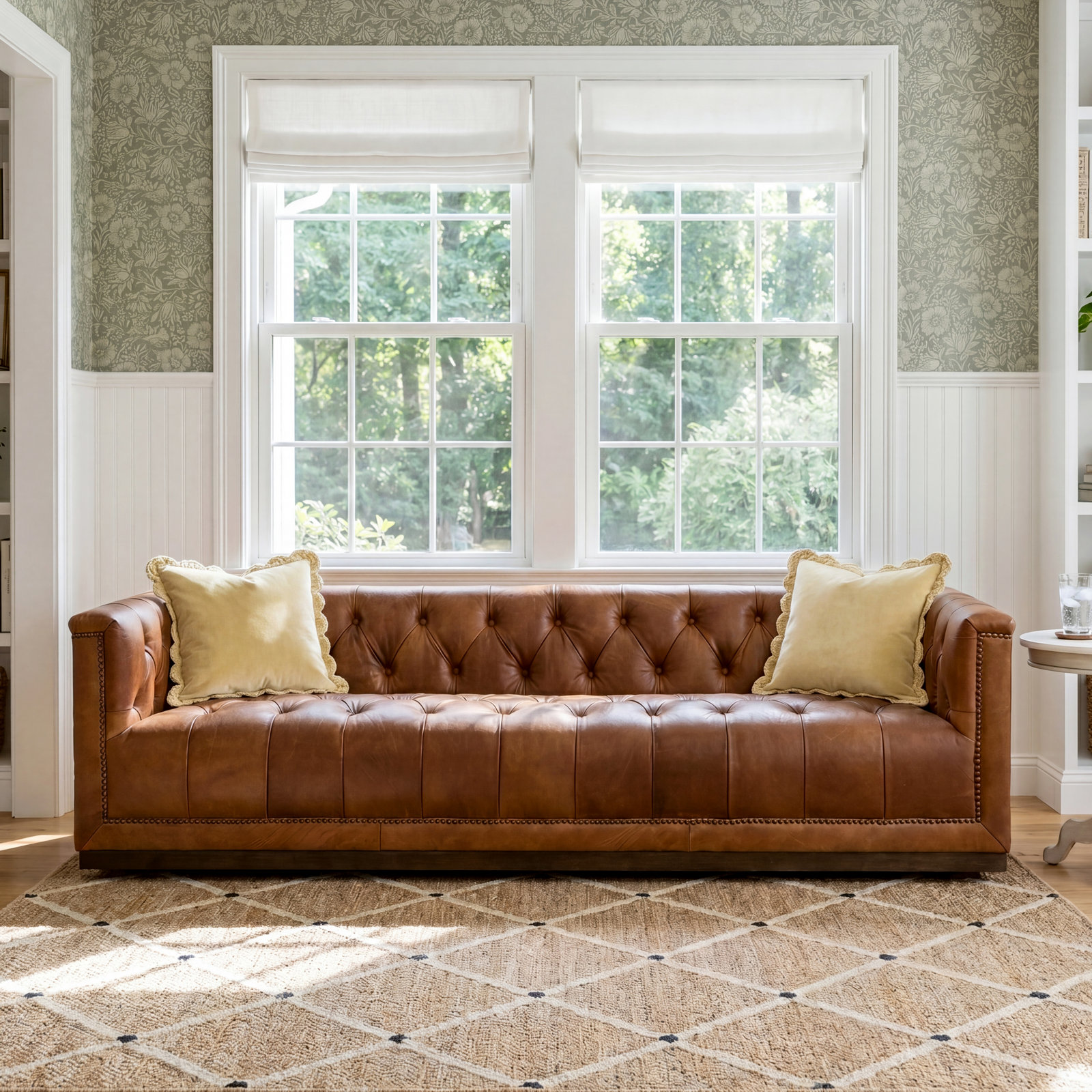 Byer 95'' Upholstered Sofa, Heirloom Sienna Genuine Leather