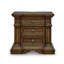 Table de chevet Lesa, 3 tiroirs avec boutons ovales en laiton antique, brun 32 pouces