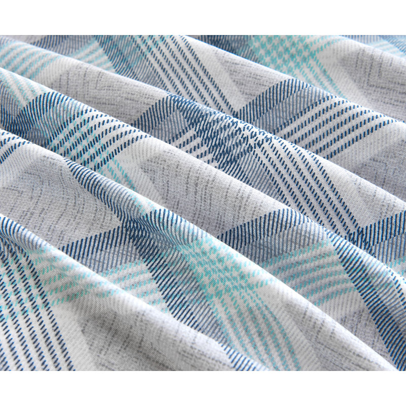 SLEEPBELLA Comforter King Size, 600 Thread Count Cotton Reversible Grey Buffalo Pattern Grey Plaid Comforter Sets,Down Alternative Bedding Set 3Pcs (King, Grey Plaid)