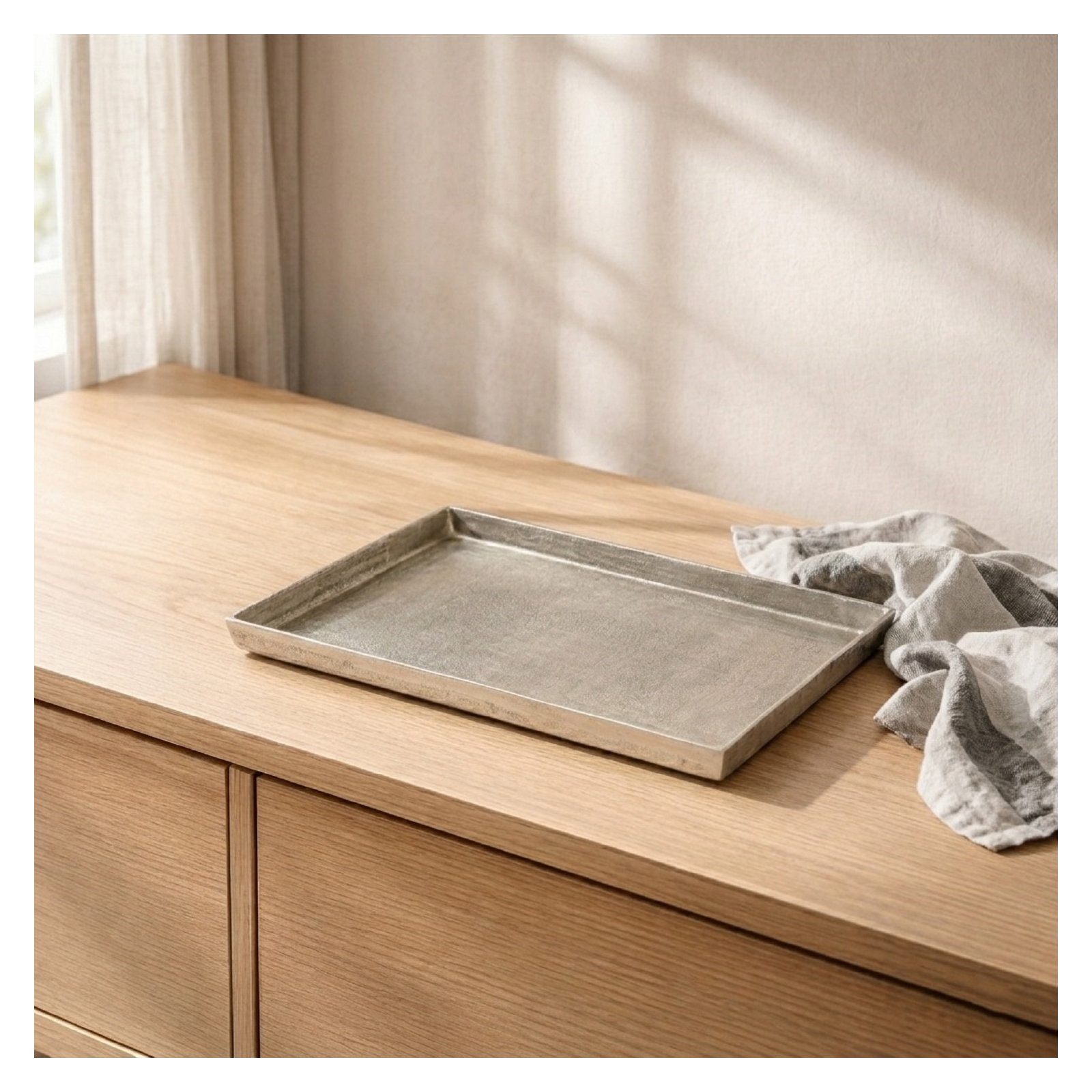Aluminum Tray - Set of 1, 2" H x 28" W x 18" D, Gray
