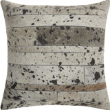 Embroidered Leather/Suede Reversible Throw Pillow