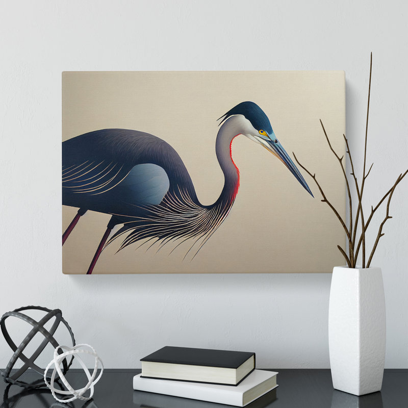 Bold Heron Bird - Wrapped Canvas, 35cm H x 50cm W x 3cm D
