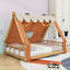 Wood House-Shaped Bed With Tent And Light-969999189-969999191
