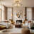 4 Light Dimmable Semi Flush Mount Gold Ceiling Light With Lotus Shape