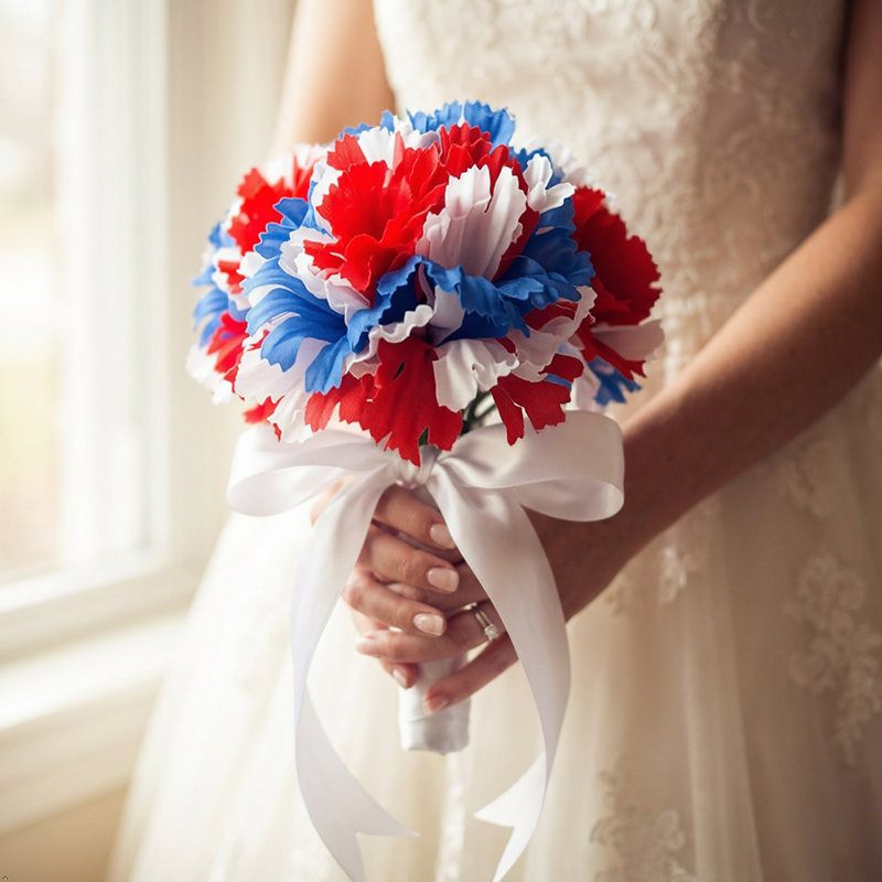 Pot de fleurs en soie, Tricolore
