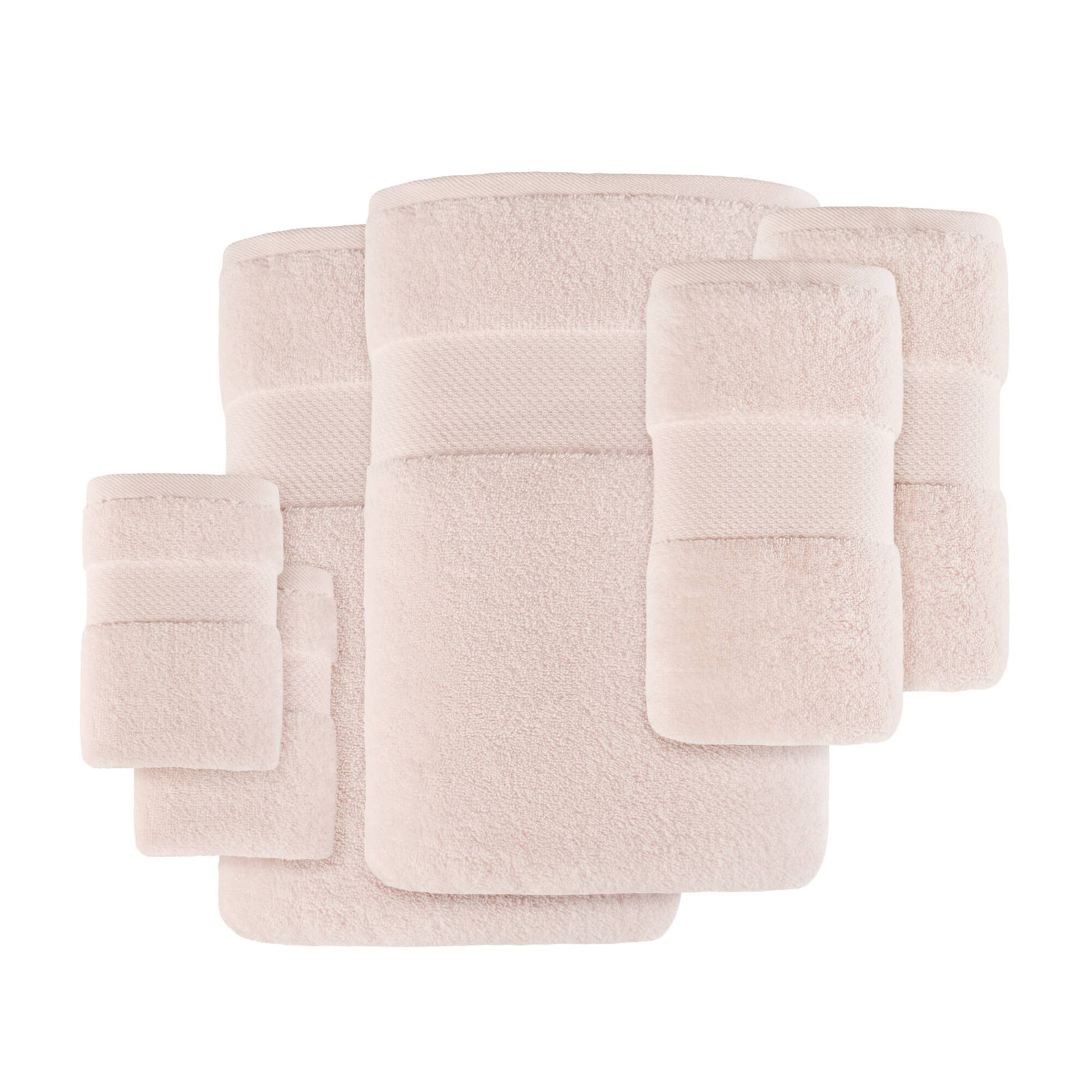 Turkish Cotton Quick-Dry Towel Set, Blush, 6 Piece Towel Set