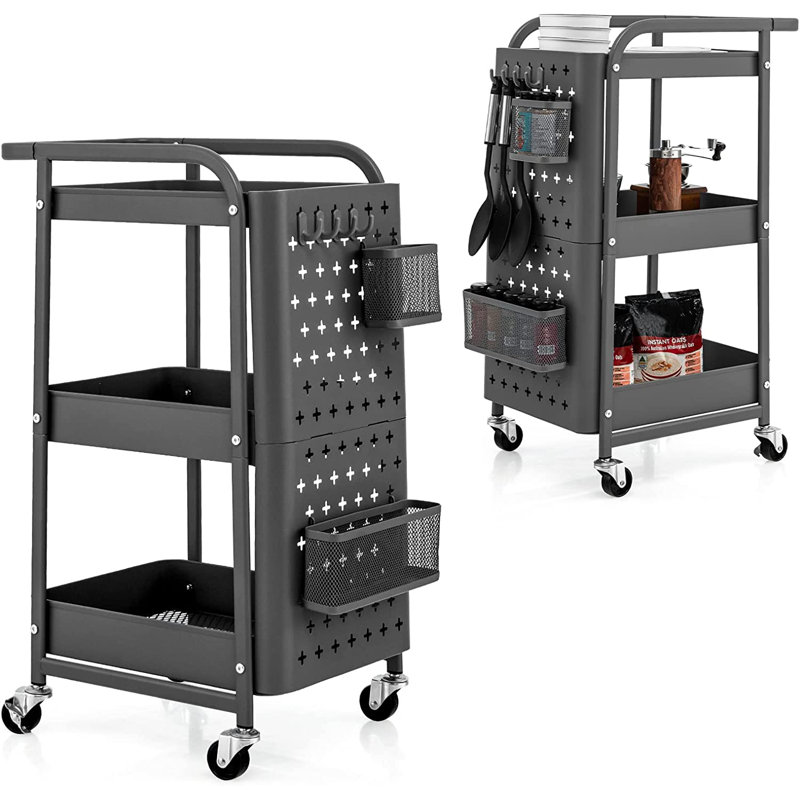 Metal Kitchen Cart, Dark Grey