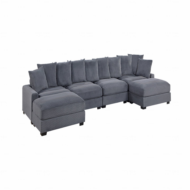 Chaise sans accoudoirs en velours côtelé gris