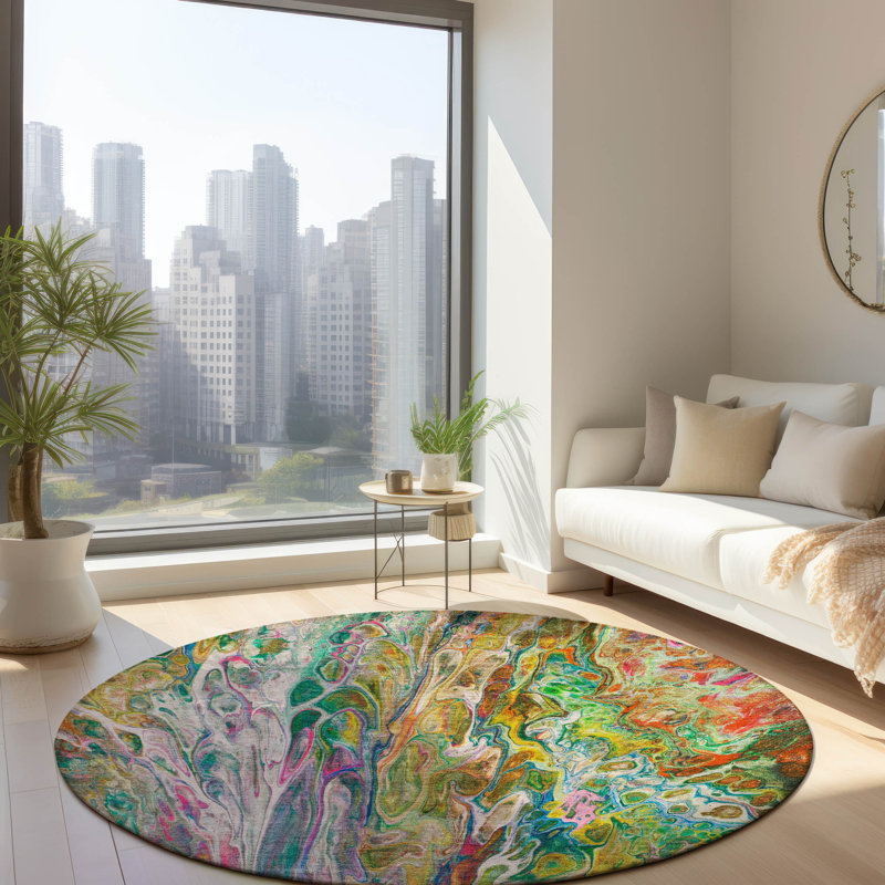 Altair Abstract Indoor / Outdoor Rug, Round 8'