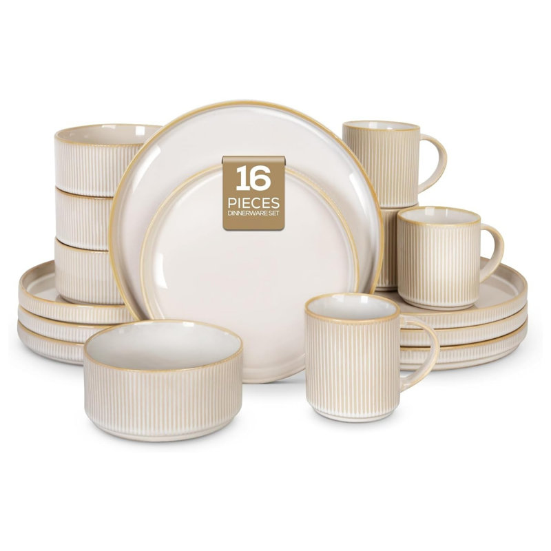 16-Piece Stoneware Dinnerware, Service For 8