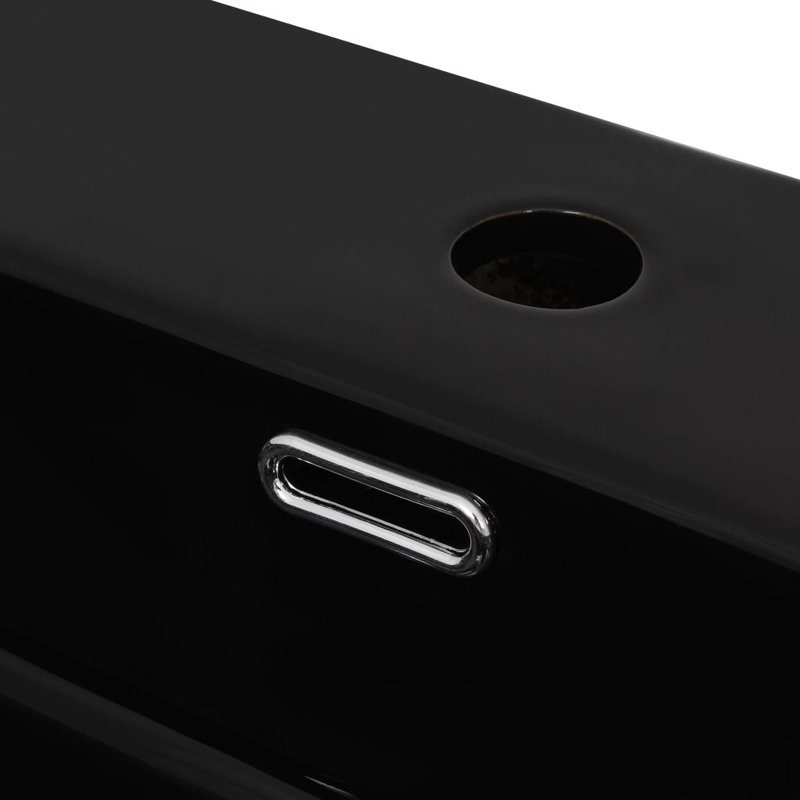 Union Rustic Cool 515mm L x 385mm W Black Ceramic Rectangular Sink with Overflow, 51.5 x 38.5 x 15 mm