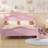 Wood Platform Bed with Guardrails on Both Sides and Two Storage Drawers ,Pink-1272059489