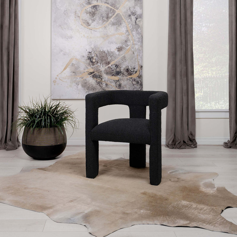 Chaise d'appoint rembourrée Mckinley Boucle, Noir