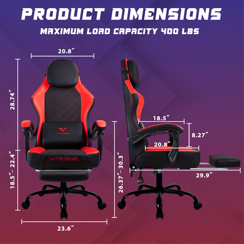 Fauteuil de jeu réglable et inclinable, Noir / rouge