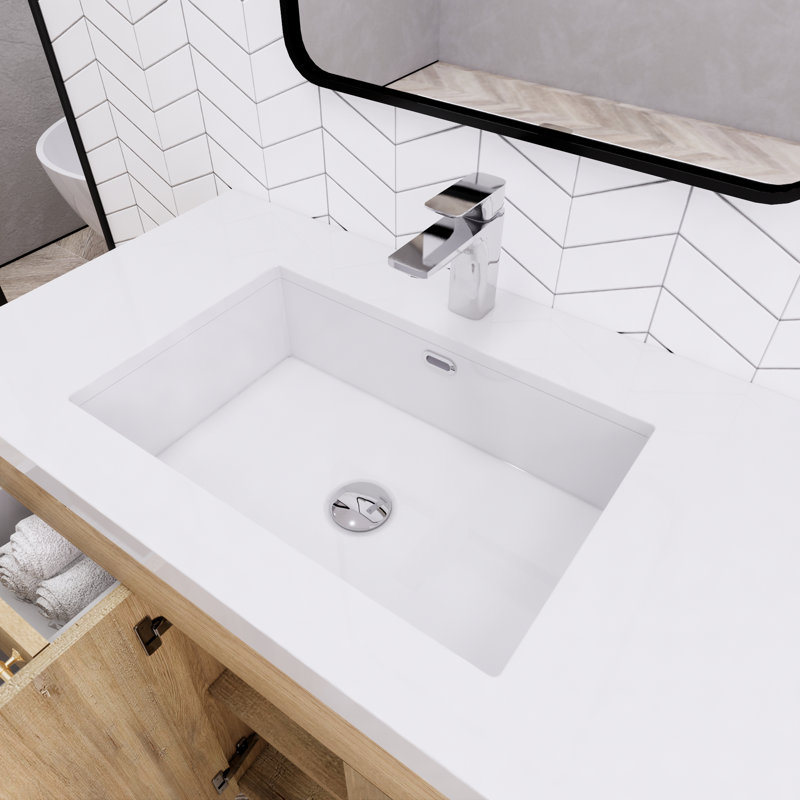 Meuble-lavabo sur pied avec lavabo en acrylique renforcé Verda, Chêne