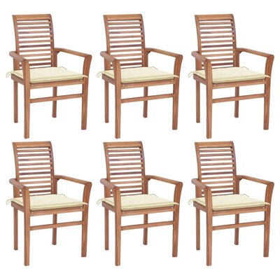 Patio Dining Chairs Outdoor Folding Chair with Cushions Solid Wood Teak -  Red Barrel StudioÂ®, CCD95B97991D4F93BAD1EAAF613B7890