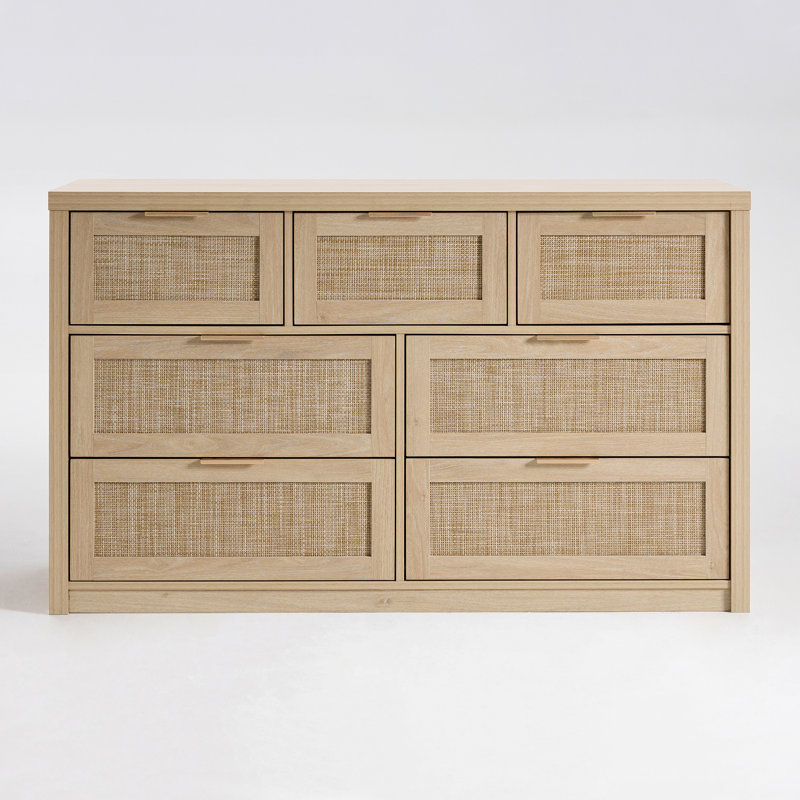 Commode à 7 tiroirs l 52,7 po Dearbhaile, Chêne clair