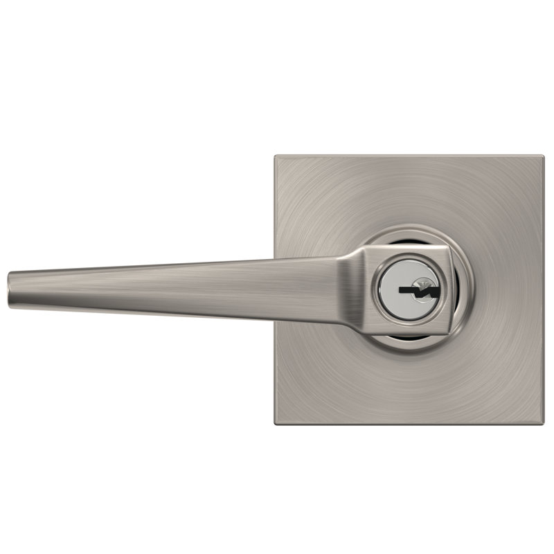 Eller Keyed Entry Lever with Collins Trim, Satin Nickel, Keyed Different