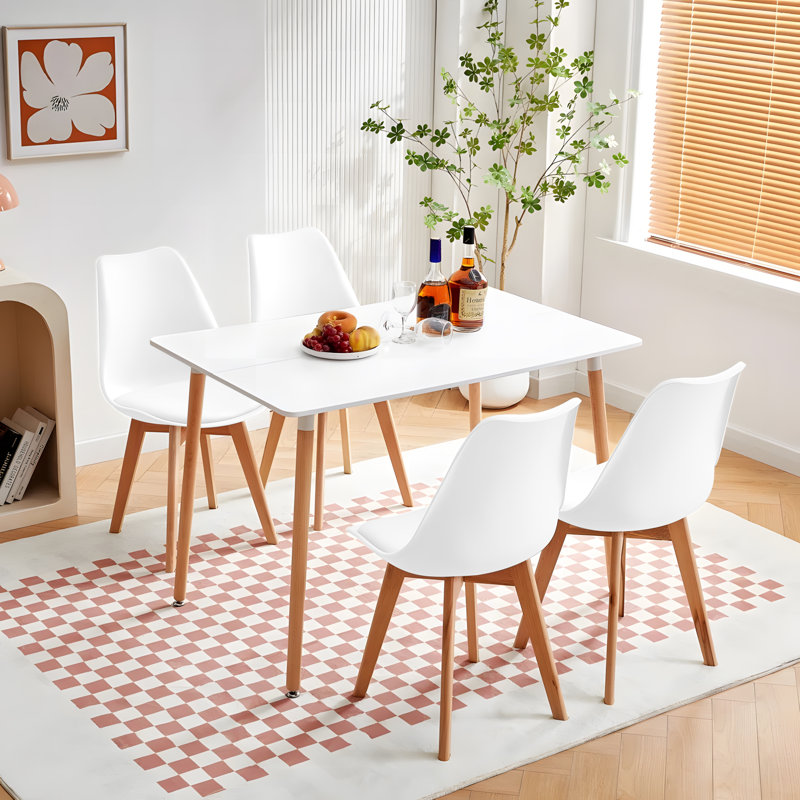 Nero 4 - Person Dining Set, White, White