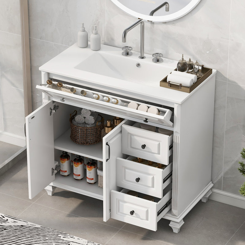36" Bathroom Vanity with Sink, White
