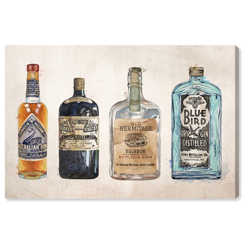 « rétro liqueurs », impression encadrée, H 16 po x l 24 po x P 0,75 po, Toile tendue