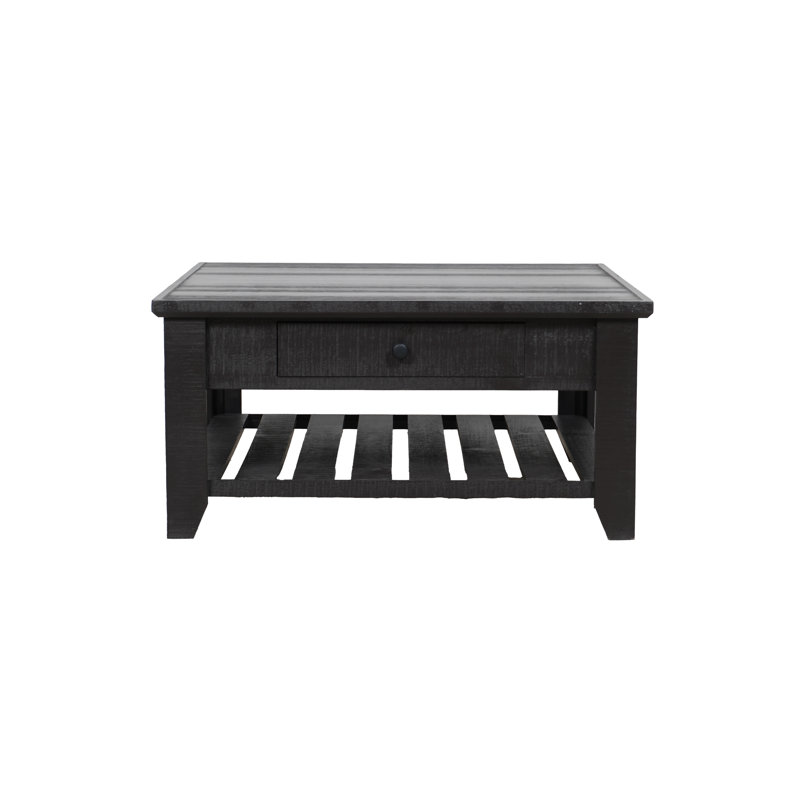 Mattie Farmhouse Coffee Table with Open Shelf & Drawer