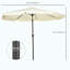 Outsunny 9Ft Patio Umbrella With Push Button Tilt And Crank, Ruffled Outdoor Market Table Umbrella With Tassles And 8 Ribs, For Garden, Deck, Pool, Cream White-87920861