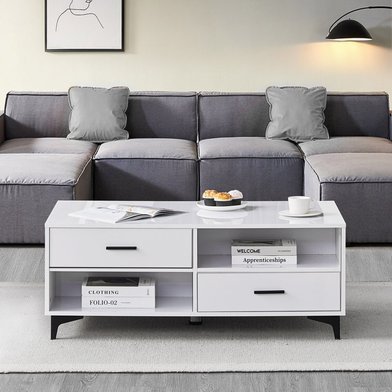 Coffee Table with Storage, White