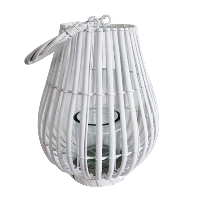 Glass Tabletop Lantern, White