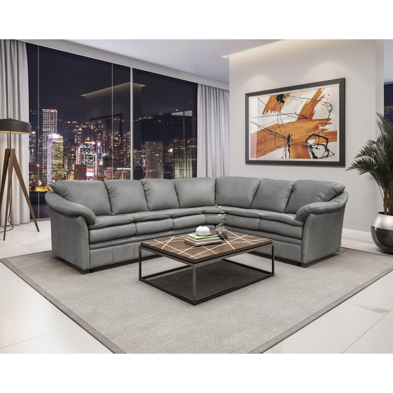 Canapé modulaire de gauche en cuir véritable de 154 po de large Ramee