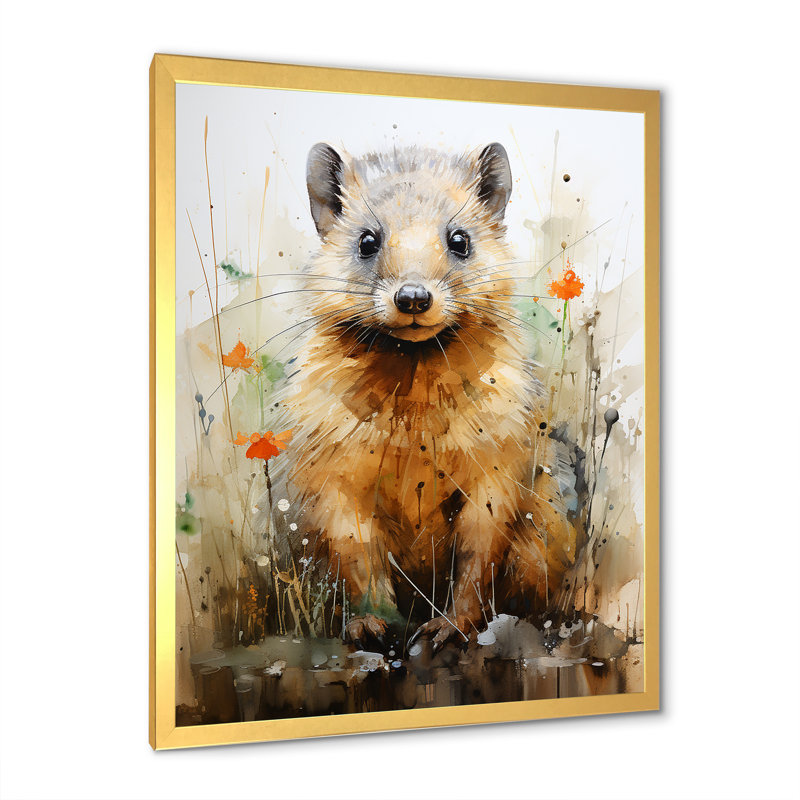 Rêves de castor surréaux sur toile, H 20 po x l 12 po x P 1 po, Encadrement doré
