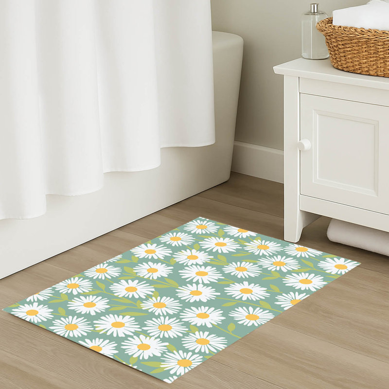 Tapis de bain Sweet Daisy, Vert, Simple - L 24 po x l 21 po